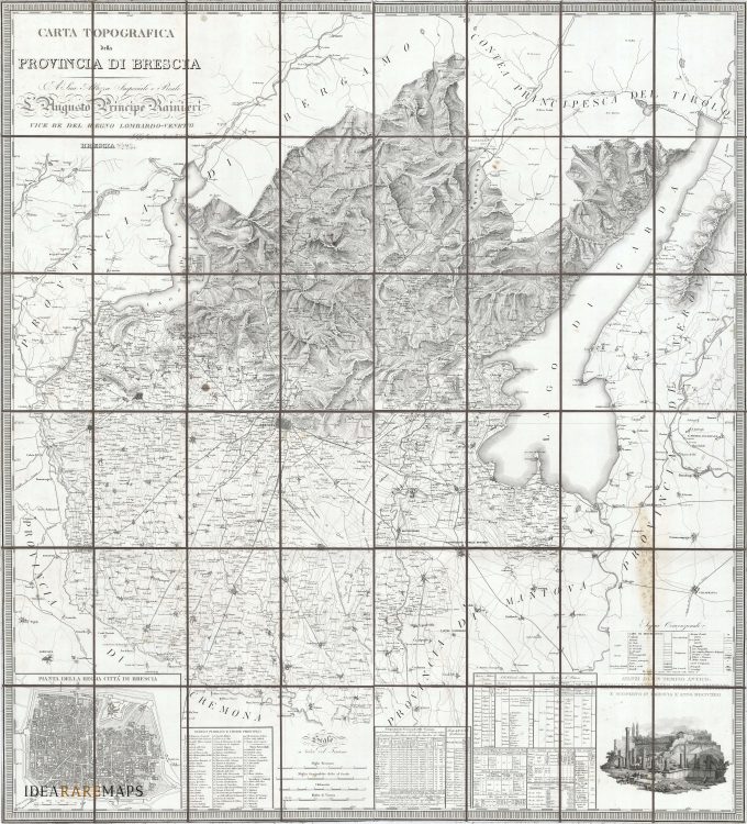 Antica Grande Mappa Della Provincia Di Brescia Idea Rare Maps