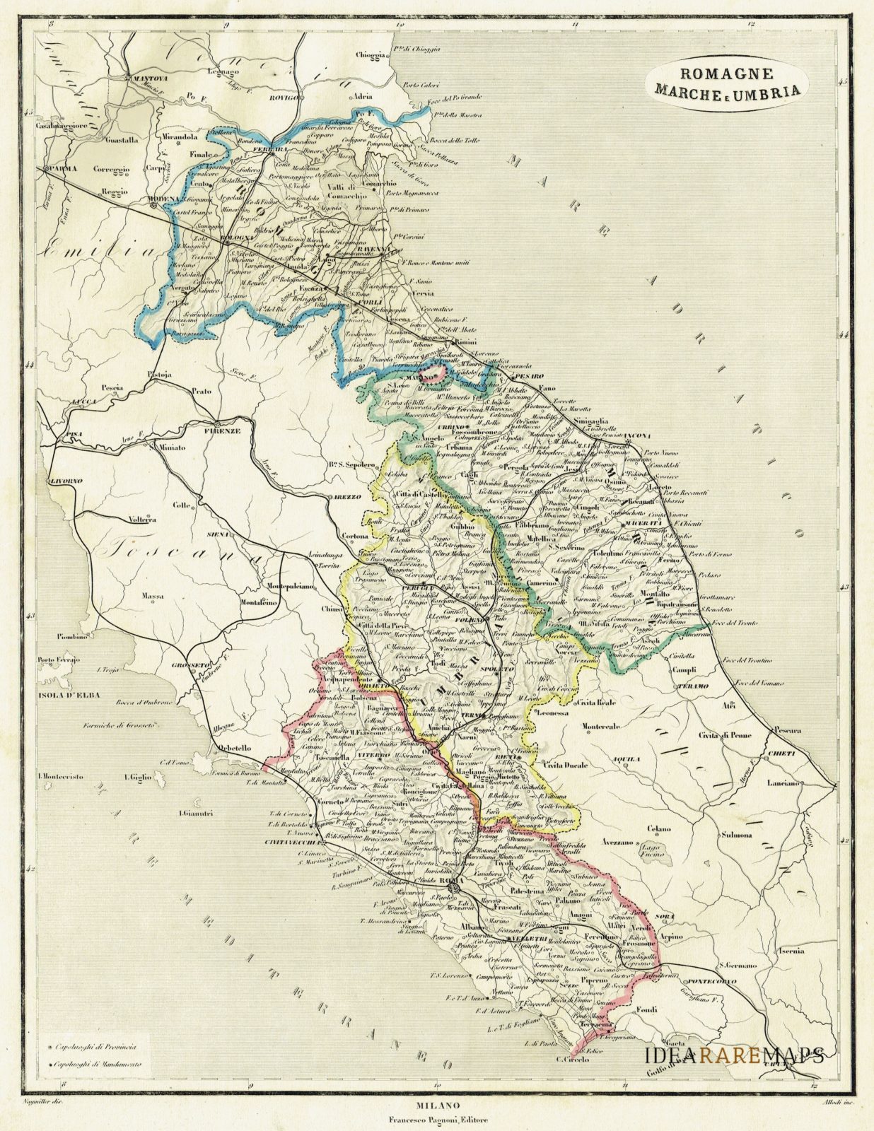 Antica Carta Dell Emilia Romagna Allodi F Naymiller Idea Rare Maps